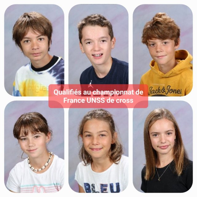 es 6 élèves qualifiés pour le championnat de France UNSS de cross